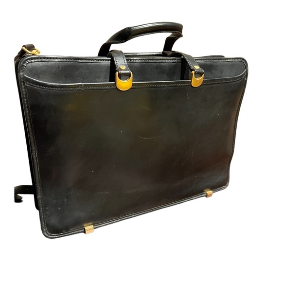 HARTMANN  Lombardo Black Belting Leather Briefcase Messenger Bag AMERICAN Made - Picture 3 of 11